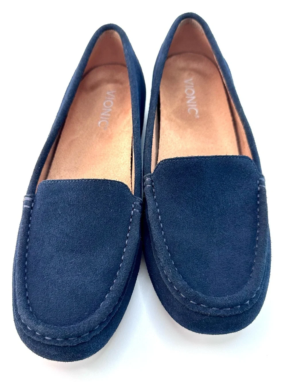 Vionic Debbie Suede Moccasin Loafers Comfort Flats Size 9 Blue